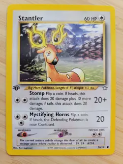 Pokemon TCG Stantler Neo Genesis 76 Regular 1st Edition Common - Image 1
