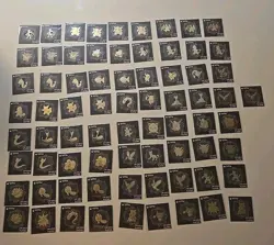 Pokemon 24k Gold Plated Stickers 73 Total 3-zards 4-blasty- 2mewtwo & Legendary - Image 1