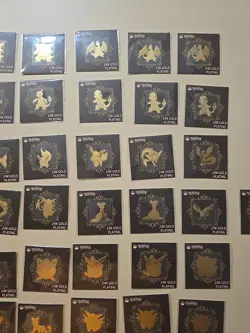 Pokemon 24k Gold Plated Stickers 73 Total 3-zards 4-blasty- 2mewtwo & Legendary - Image 2