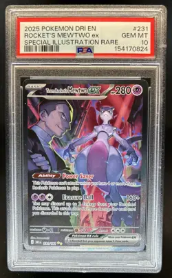 2025 Pokemon Destined Rivals Team Rocket's Mewtwo ex #231/182 PSA 10 GEM MINT - Image 1