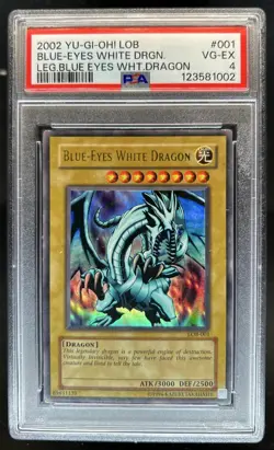 2002 Yu-Gi-Oh Legend of Blue Eyes White Dragon Blue-Eyes #LOB-001 PSA 4 - Image 1
