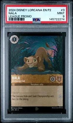 2024 DISNEY LORCANA EN P2-PROMO LEAGUE PROMO #3 NALA - MISCHIEVOUS CUB PSA 9 - Image 1