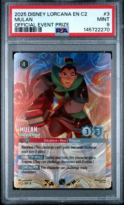 2025 DISNEY LORCANA EN C2-LORCANA CHALLENGE PROMO MULAN - CHARGING AHEAD PSA 9 - Image 1