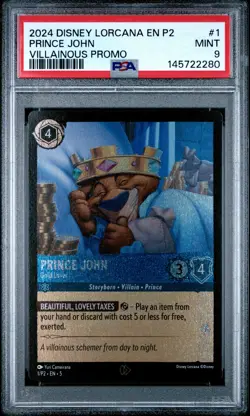 2024 DISNEY LORCANA EN P2-PROMO VILLAINOUS PROMO PRINCE JOHN - GOLD LOVER PSA 9 - Image 1