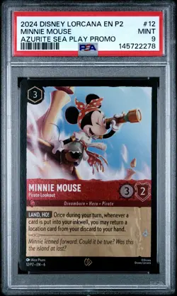 2024 DISNEY LORCANA EN P2-PROMO #12 MINNIE MOUSE PIRATE LOOKOUT PSA 9 - Image 1