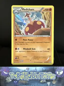 Pokemon Card Medicham 80/160 Primal Clash Holo Rare Played - Image 1