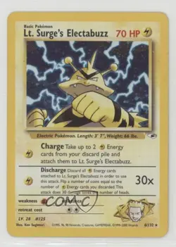 Lt Surge's Electabuzz Holo Pokemon Gym Heroes #6 2000 - Image 1