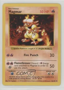 Magmar Shadowless Pokemon Base Set #36 1999 - Image 1