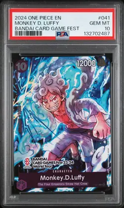 2024 ONE PIECE PROMOS BANDAI CARD GAMES FEST #041 MONKEY D. LUFFY PSA 10 - Image 1