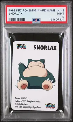 1998 KFC POKEMON CARD GAME #143 SNORLAX PSA 9 - Image 1