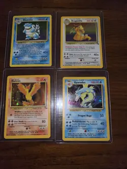 VTG. 1999 Pokemon Cards Blastoise, Dragonite, Gyrados, Moltres - Image 1