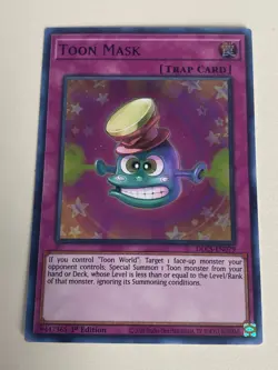 Yugioh Toon Mask x 3 - 1st Edition Ultra Rare Purple NM - Plus Free Holo Card A - Image 2