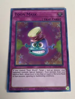 Yugioh Toon Mask x 3 - 1st Edition Ultra Rare Purple NM - Plus Free Holo Card A - Image 3
