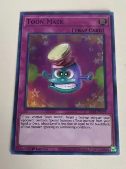 Yugioh Toon Mask x 3 - 1st Edition Ultra Rare Purple NM - Plus Free Holo Card A - Image 4