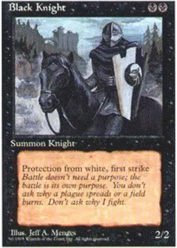 Heavy Play, English MTG Regular Black Knight 4th Edition Magic the Gathering - Image 1