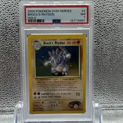 Pokemon PSA 7 Brock's Rhydon Gym Heroes Holo Rare - Image 1