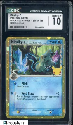 2021 Pokemon Black Star Promos SWSH136 Mimikyu Celebrations CGC 10 GEM MINT - Image 1