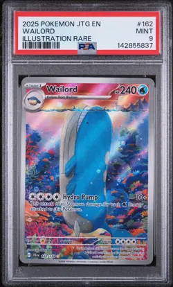 2025 POKEMON JTG EN-JOURNEY TOGETHER ILLUSTRATION RARE #162 WAILORD PSA 9 - Image 1