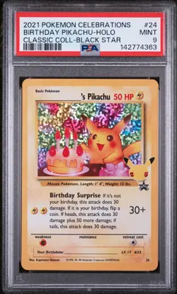 2021 POKEMON CELEBRATIONS CLASSIC COLLECTION #24 BIRTHDAY PIKACHU-HOLO PSA 9 - Image 1