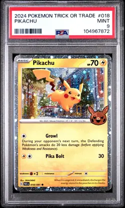2024 POKEMON TRICK OR TRADE #018 PIKACHU PSA 9 - Image 1