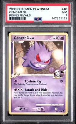 2009 POKEMON PLATINUM RISING RIVALS #40 GENGAR GL PSA 7 - Image 1