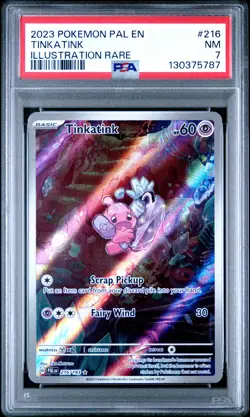 2023 POKEMON PAL EN-PALDEA EVOLVED ILLUSTRATION RARE #216 TINKATINK PSA 7 - Image 1