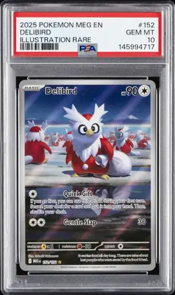 2025 POKEMON MEG EN-MEGA EVOLUTION ILLUSTRATION RARE #152 DELIBIRD PSA 10 - Image 1
