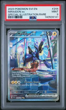 2023 POKEMON SCARLET & VIOLET SPECIAL ILLUSTRATION RARE #244 MIRAIDON EX PSA 9 - Image 1