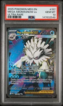 2025 POKEMON MEG EN-MEGA EVOLUTION ULTRA RARE #157 MEGA ABOMASNOW EX PSA 10 - Image 1