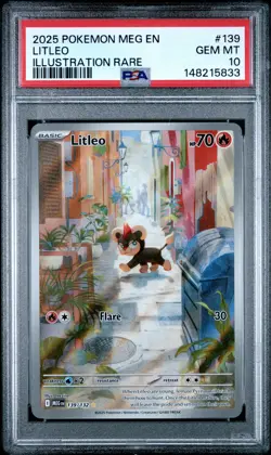 2025 POKEMON MEG EN-MEGA EVOLUTION ILLUSTRATION RARE #139 LITLEO PSA 10 - Image 1