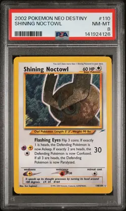 Shining Noctowl 110/105 2000 Neo Destiny Pokemon English WOTC PSA 8 NM - Image 1