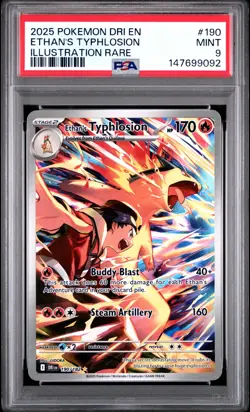 2025 POKEMON DRI EN-DESTINED RIVALS ILLUSTRATION RARE ETHAN'S TYPHLOSION PSA 9 - Image 1