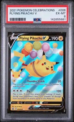 2021 POKEMON CELEBRATIONS #006 FLYING PIKACHU V PSA 6 - Image 1