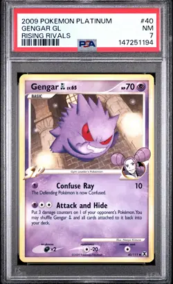 2009 POKEMON PLATINUM RISING RIVALS #40 GENGAR GL PSA 7 - Image 1