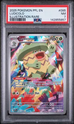 2025 POKEMON PFL EN-PHANTASMAL FLAMES ILLUSTRATION RARE #095 LUDICOLO PSA 7 - Image 1