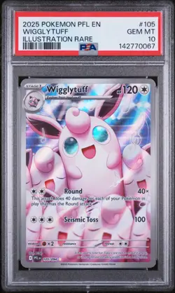 2025 POKEMON PFL EN-PHANTASMAL FLAMES ILLUSTRATION RARE #105 WIGGLYTUFF PSA 10 - Image 1