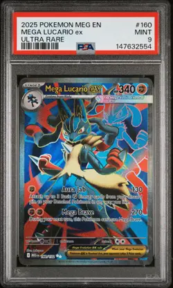 2025 POKEMON MEG EN-MEGA EVOLUTION ULTRA RARE #160 MEGA LUCARIO EX PSA 9 - Image 1