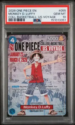 2026 ONE PIECE PROMOS COLLEGE BASKETBALL: US VOYAGE MONKEY D. LUFFY PSA 10 - Image 1