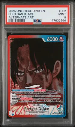 2025 ONE PIECE OP13-CARRYING ON HIS WILL ALTERNATE ART #002 PORTGAS D. ACE PSA 9 - Image 1