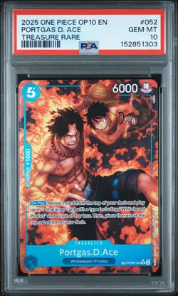 2025 ONE PIECE OP10-ROYAL BLOOD TREASURE RARE #052 PORTGAS D. ACE PSA 10 - Image 1