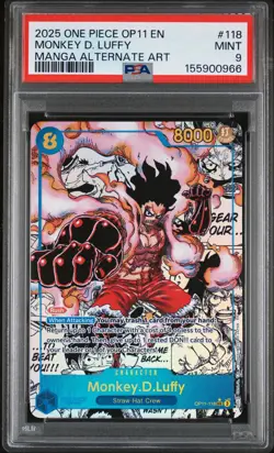 2025 ONE PIECE A FIST OF DIVINE SPEED MANGA ALT ART #118 MONKEY D. LUFFY PSA 9 - Image 1