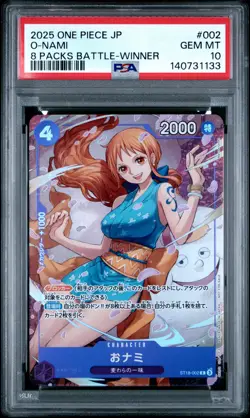 2025 ONE PIECE JAPANESE PROMOS 8 PACKS BATTLE-WINNER #002 O-NAMI PSA 10 - Image 1