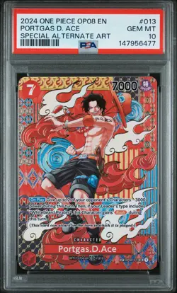 2024 ONE PIECE OP08-TWO LEGENDS SPECIAL ALTERNATE ART #013 PORTGAS D. ACE PSA 10 - Image 1