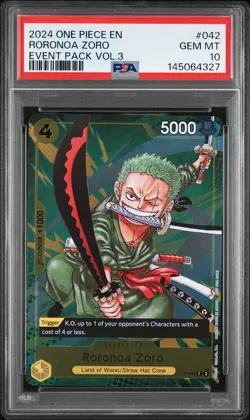 2024 ONE PIECE EVENT PACK VOL.3 #042 RORONOA ZORO PSA 10 - Image 1