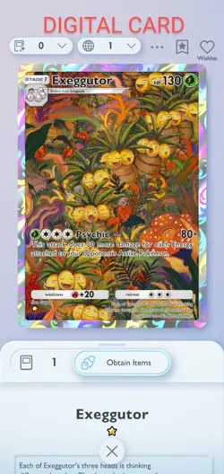 Pokemon Pocket Mobile Game Mythical Island Set Exeggutor ☆ Rare Digital Trade - Image 1