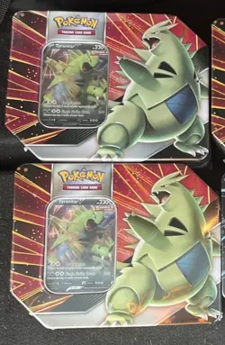 POKEMON TCG 2 TYRANITAR V TIN SEALED POTENTIALLY EVOLVING SKIES/BRILLIANT STARS - Image 1