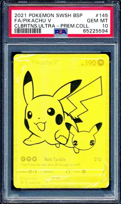 Pikachu V 2021 Pokemon Celebrations #145 Gold UPC Promo Full Art PSA 10 - Image 1