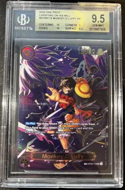 ONE PIECE OP09-119 MONKEY D LUFFY BGS 9.5 SP ALT ART OP13 CARRYING ON HIS WILL - Image 1