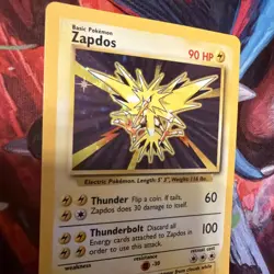 Pokemon TCG Zapdos Base Set Holo Unlimited Rare Card 16/102 Vintage LP - Image 2