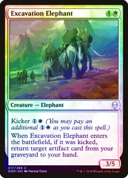 Excavation Elephant FOIL Dominaria NM White Common MAGIC MTG CARD ABUGames - Image 1